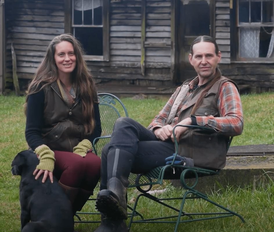 Chris and Katherine Parker on the farm in Marshall, North Carolina
